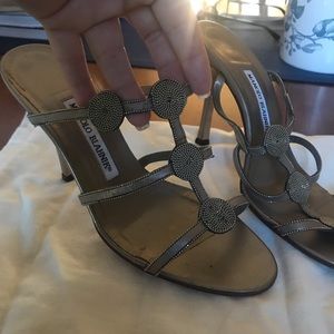 Manolo Blahnik SZ37 1/2 Gunmetal Sandal